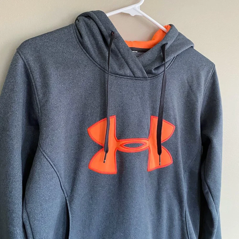Under Armour hoodie sweatshirt gray orange sz XS - Picture 3 of 5